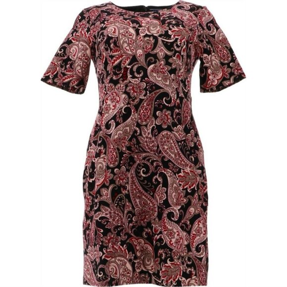Lands' End Dresses & Skirts - 3.Lands' End Paisley short sleeve sheath dress with front pockets size 14